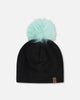 Stretch Jersey Hat Black With Pompom