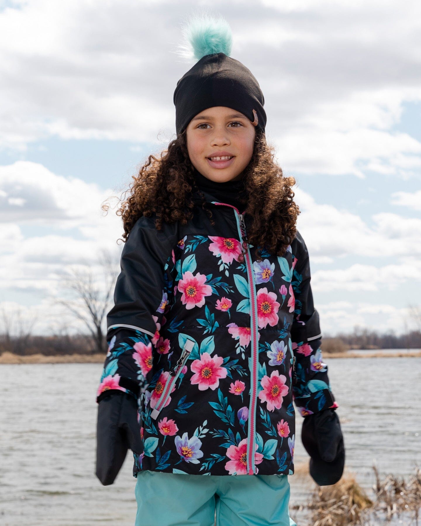 Stretch Jersey Hat Black With Pompom