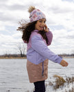 Stretch Jersey Hat Pink Printed Butterflies With Pompom