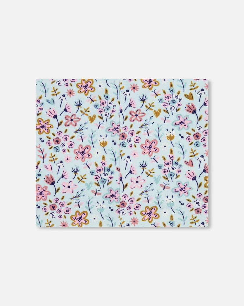 Stretch Jersey Neck Tube Blue Mini Flower Print