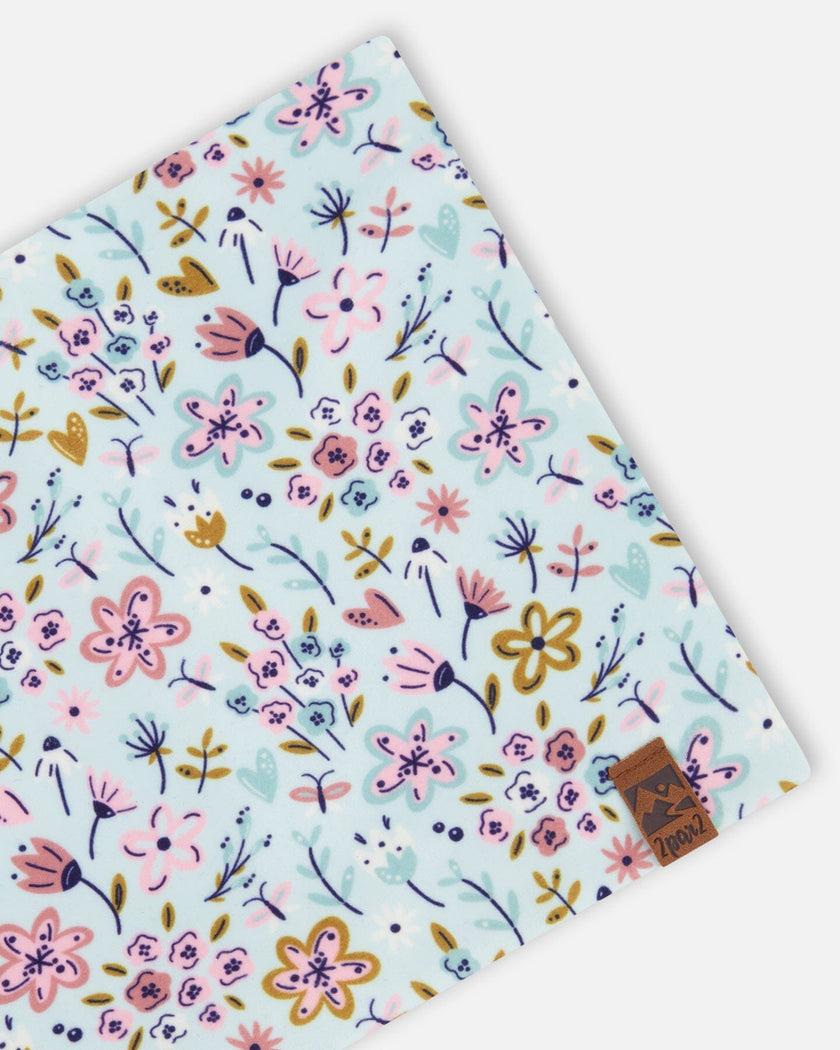 Stretch Jersey Neck Tube Blue Mini Flower Print