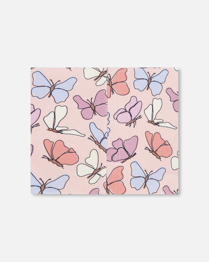 Stretch Jersey Neck Tube Pink Printed Butterflies