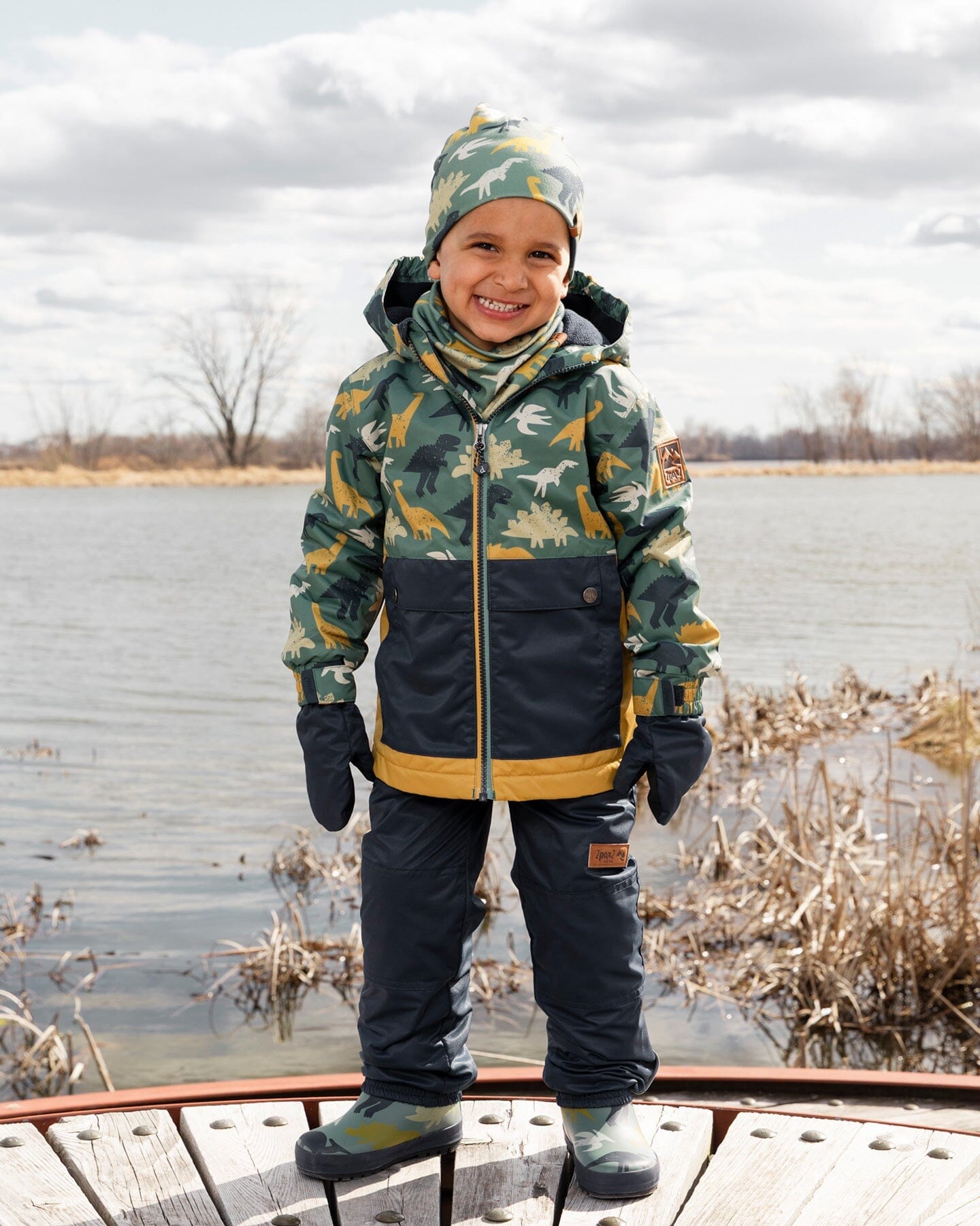 Stretch Jersey Neck Tube Green Dinosaur Print