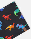 Stretch Jersey Neck Tube Black Dinosaur Print