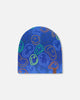Stretch Jersey Beanie Blue Printed Smileys