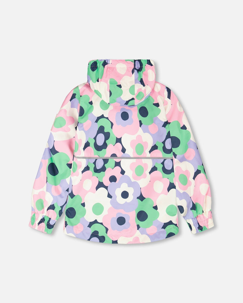 Mid-Season Jacket Black Printed Flowers
