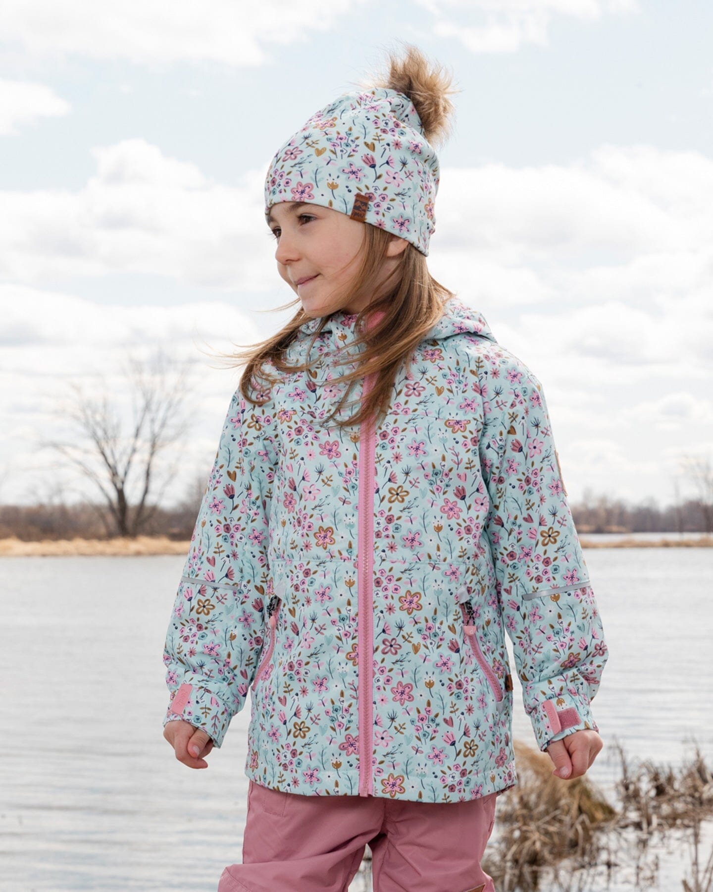 Mid-Season Jacket Blue Mini Flower Print