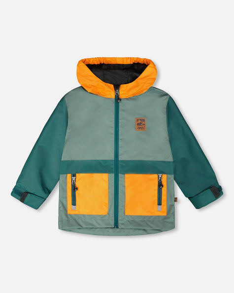 Mid-Season Jacket Dark Green And Orange