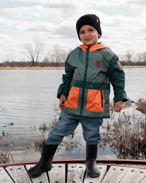 Mid-Season Jacket Dark Green And Orange