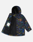 Mid-Season Jacket Black Printed Skateboards