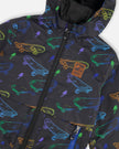 Mid-Season Jacket Black Printed Skateboards