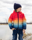 Quilted Mid-Season Jacket Orange And Blue Gradient
