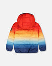 Quilted Mid-Season Jacket Orange And Blue Gradient