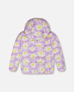Quilted Mid-Season Jacket Purple Daisy Print