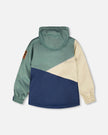 Mid-Season Jacket In Recycled Polyester Dark Green, Beige And Navy