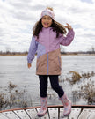 Mid-Season Jacket In Recycled Polyester Mauve, Lilac And Beige