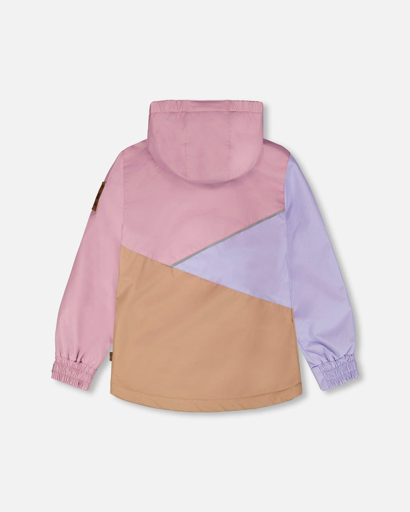 Mid-Season Jacket In Recycled Polyester Mauve, Lilac And Beige