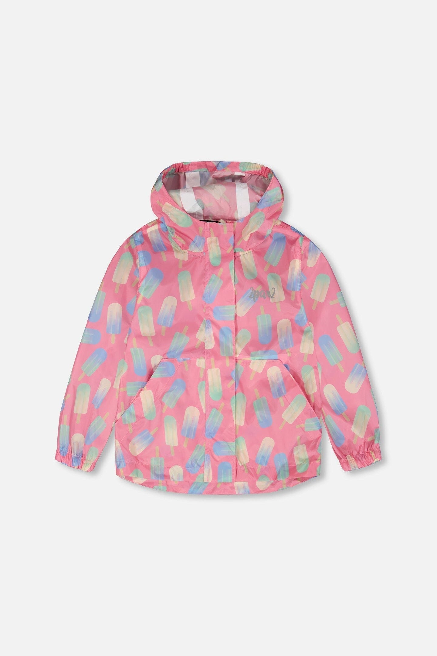 Packable Windbreaker In Polyester Pink Lollipop Print