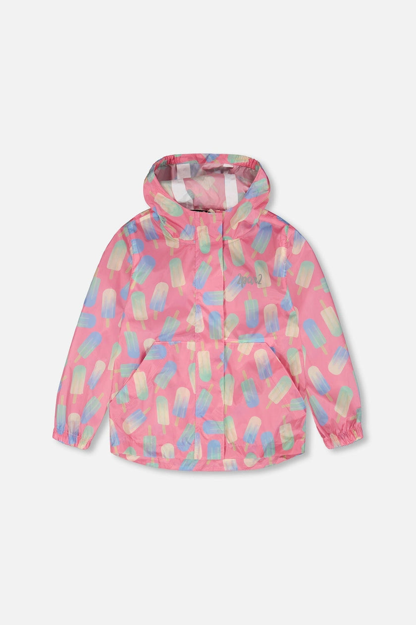 Packable Windbreaker In Polyester Pink Lollipop Print