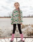 Packable Windbreaker In Polyester Green Smiling Flower Print