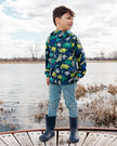 Packable Windbreaker In Polyester Blue Dinosaur Print