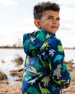 Packable Windbreaker In Polyester Blue Dinosaur Print
