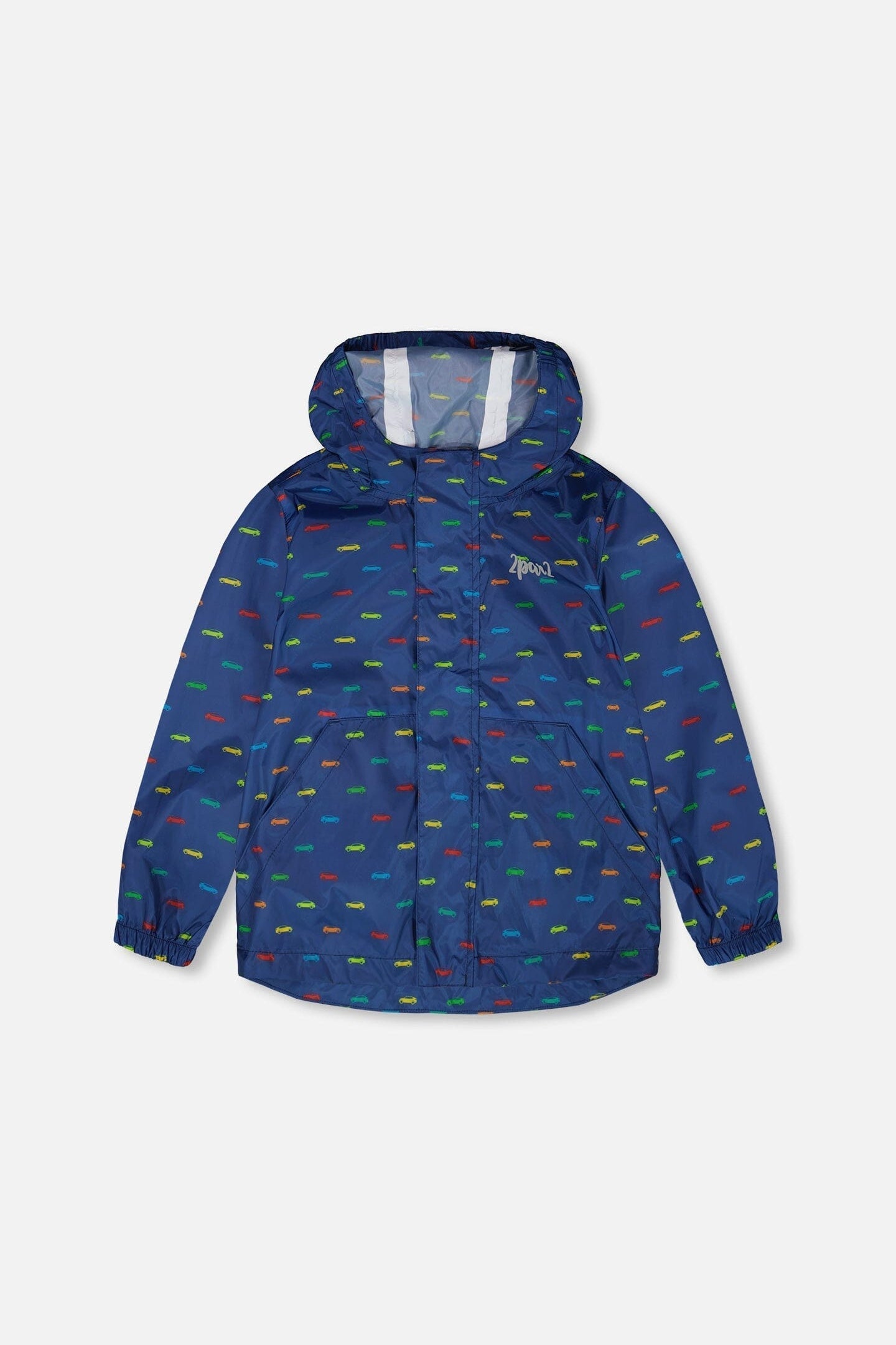 Packable Windbreaker In Polyester Blue Car Print