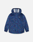 Packable Windbreaker In Polyester Blue Car Print