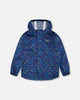 Packable Windbreaker In Polyester Blue Car Print