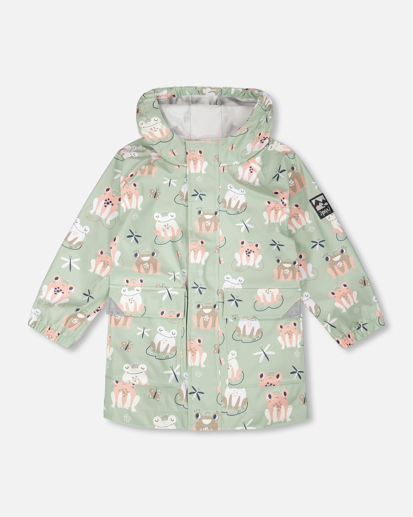 Green raincoat with color-changing frogs