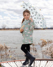 Green raincoat with color-changing frogs