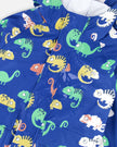 Blue raincoat with color-changing chameleon