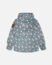 Two-Piece Mid-Season Outerwear Set Green Cat Print
