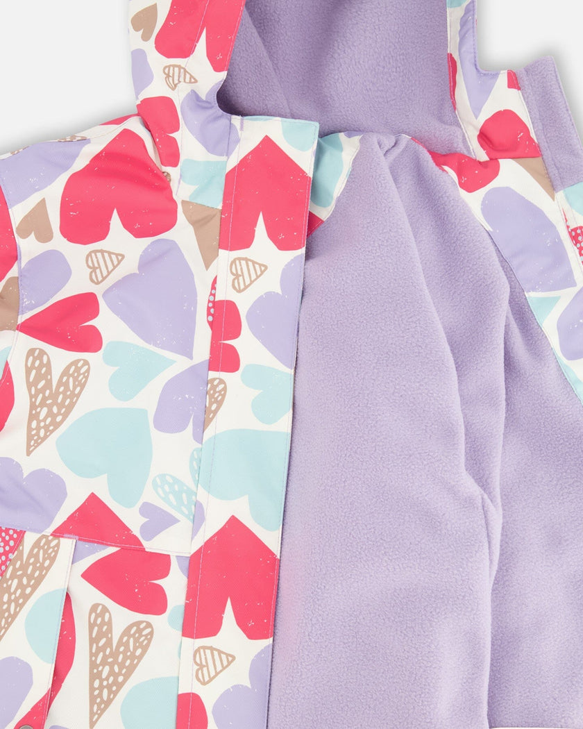 Two-Piece Mid-Season Outerwear Set White Heart Print