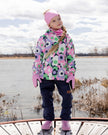 Two-Piece Mid-Season Outerwear Set Black Printed Flowers