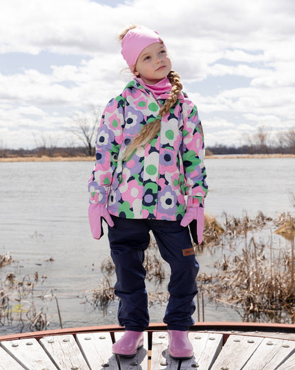 Two-Piece Mid-Season Outerwear Set Black Printed Flowers