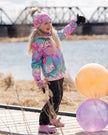 Two-Piece Mid-Season Outerwear Set Multicolored Printed Smileys