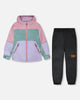 Two-Piece Mid-Season Outerwear Set Mauve Colorblock