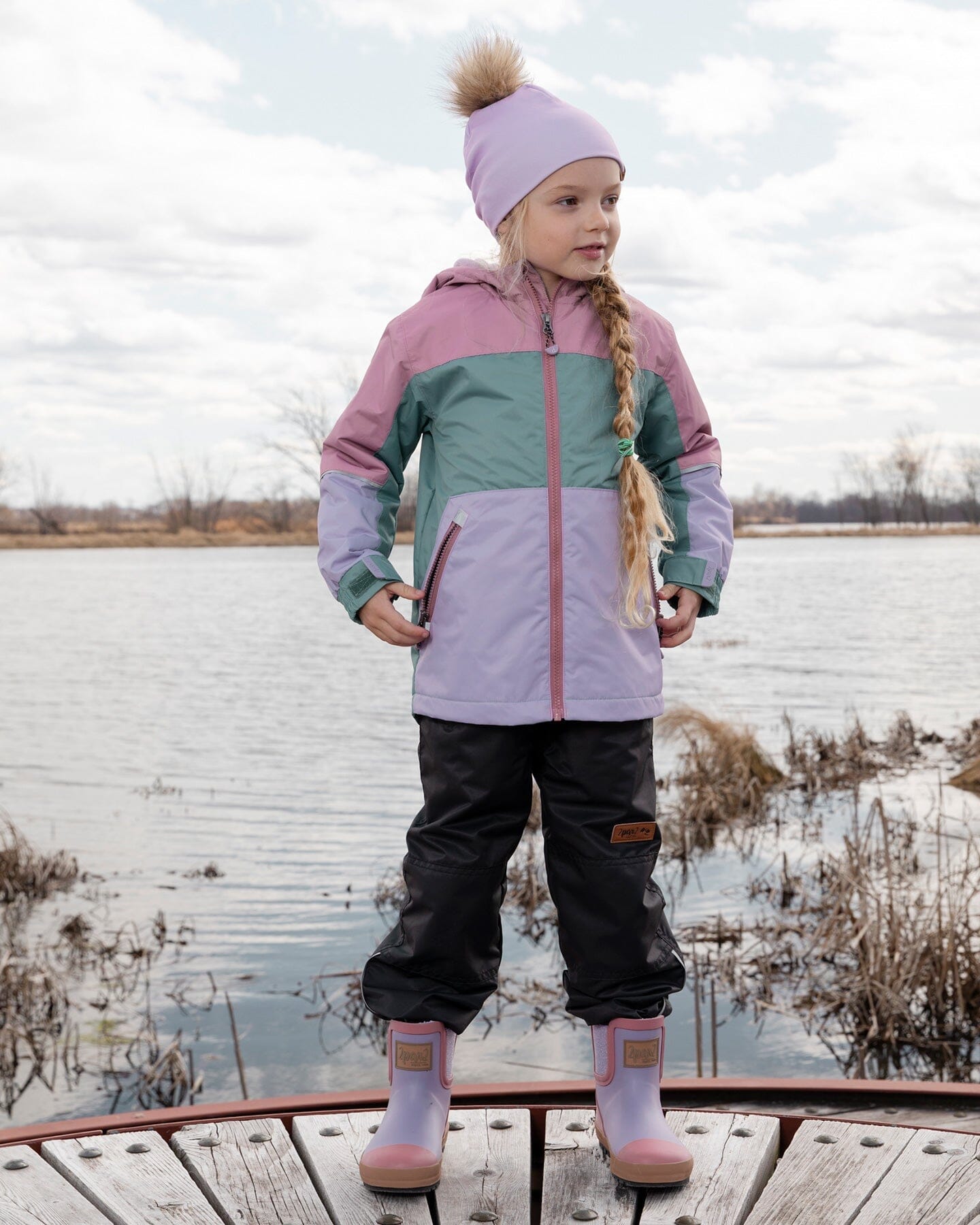 Two-Piece Mid-Season Outerwear Set Mauve Colorblock