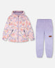 Two-Piece Mid-Season Outerwear Set Pink Flower Print