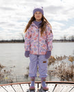 Two-Piece Mid-Season Outerwear Set Pink Flower Print