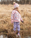 Two-Piece Mid-Season Outerwear Set Pink Flower Print