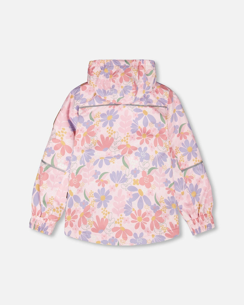 Two-Piece Mid-Season Outerwear Set Pink Flower Print