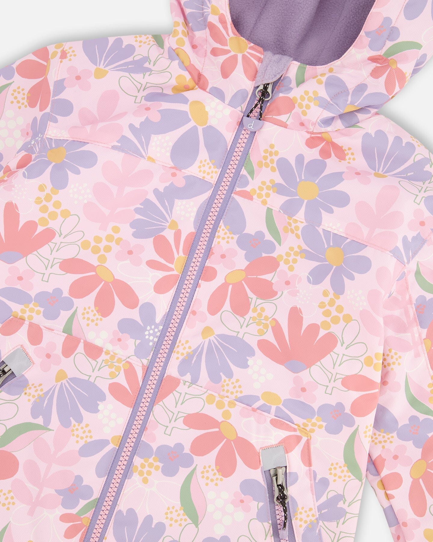 Two-Piece Mid-Season Outerwear Set Pink Flower Print