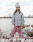 Two-Piece Mid-Season Outerwear Set Blue Mini Flower Print