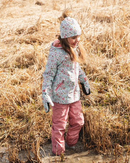 Two-Piece Mid-Season Outerwear Set Blue Mini Flower Print