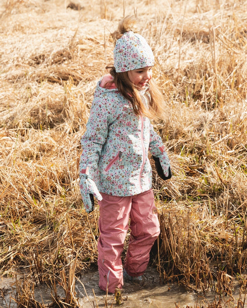 Two-Piece Mid-Season Outerwear Set Blue Mini Flower Print