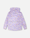 3-In-1 Two-Piece Mid-Season Outerwear With Solid Pants Set Purple Daisy Print