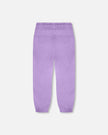 3-In-1 Two-Piece Mid-Season Outerwear With Solid Pants Set Purple Daisy Print