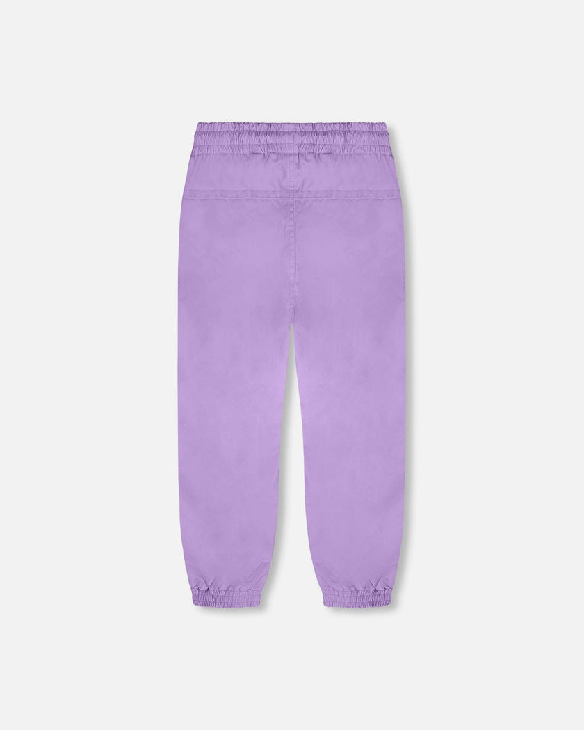 3-In-1 Two-Piece Mid-Season Outerwear With Solid Pants Set Purple Daisy Print